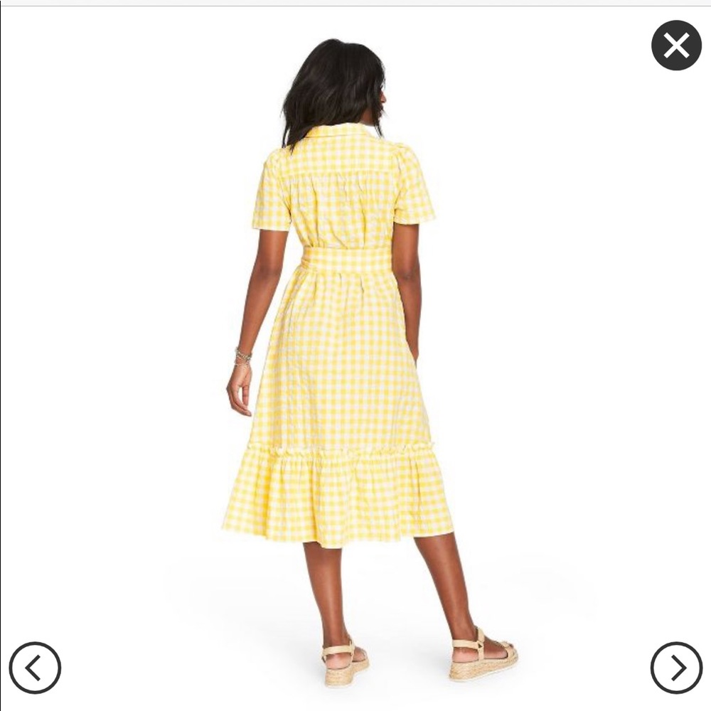 Women's Gingham Puff Sleeve Shirtdress - Picture 3 of 4